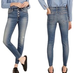 J. Crew 9" High Rise Toothpick Ankle Jean Hartley Distressed Raw Frayed Hem 28